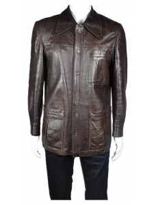 Тъмно кафяво мъжко кожено яке